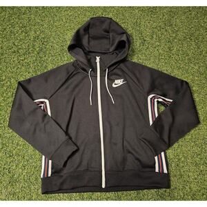 Nike Hoodie Womens Large Black Tracksuit Jacket Full Zip Sportswear Hooded